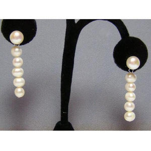 White Pearl Silver Stud Dangle Earrings for Lady Gift