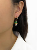 Natural Stone Beaded Freshwater Pearl Hoop Huggie Earrings Minimalist Style