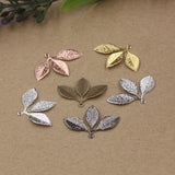50PCS 31*23mm Metal Copper Filigree Leaf Charms Pendant DIY Jewelry Making