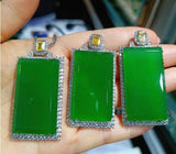 925 Silver Rose Good Luck Chalcedony Crystal Pendant