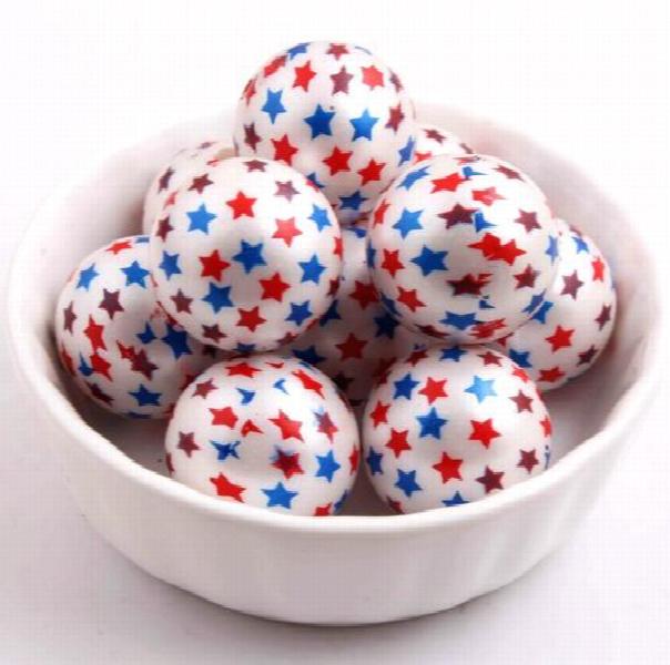 20mm 100pcs Acrylic Beads Flag Star for Girls Necklace Jewelry