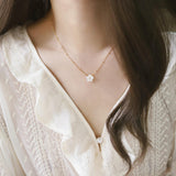 Peach Blossom Pendant Necklace Stainless Steel Plated 18K Jewelry