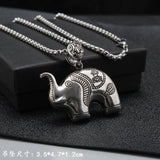 Titanium Lucky Cat Pig Sweater Necklace Antique Silver Long Necklace Women