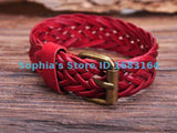 G122 Red Classic Braided Leather Bracelet Men