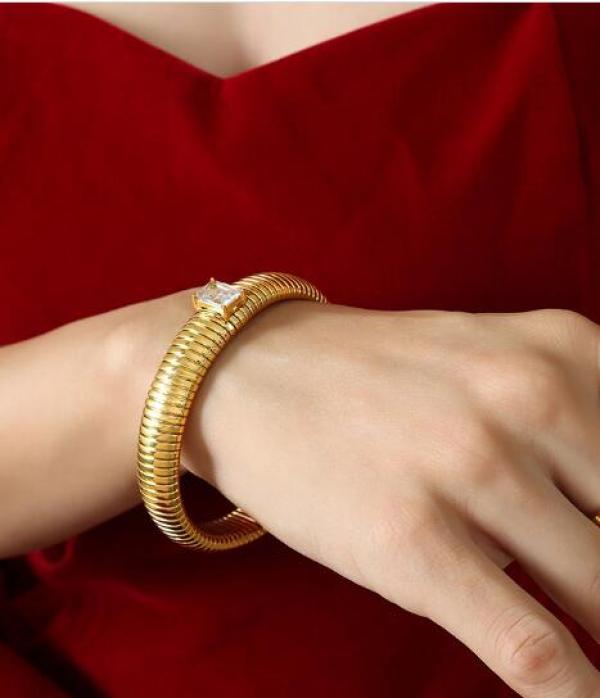 18K Zircon Stretch Bracelet Hip Hop Heavy Bracelet Jewelry