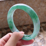 Zheru Jewelry Natural Burmese Jade Two-Tone Green Bracelet