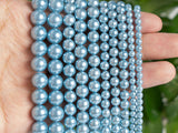 Natural Light Shell Pearl Loose Beads Smooth Round 4/6/8/10mm