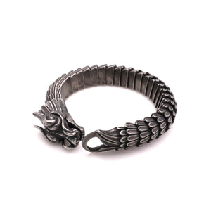 Men Punk Dragon Head Charm Bracelet Stainless Steel Bangle