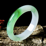 Zheru Jewelry Natural Burmese Jadeite Green Two-Tone Bracelet