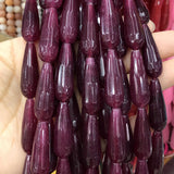 10x30mm Dark Red Chalcedony Jade Water Drop Beads for Jewelry Making