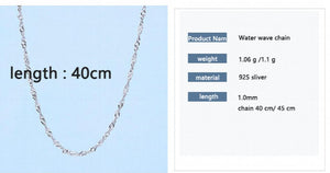 925 Silver Melon Seed/Water Wave Necklace for Women 40cm/45cm
