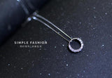 925 Silver Crystals CZ Set Circle Pendant Necklace for Lady