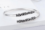 Tibetan Silver Feather Enamel Love Bangle Bracelet Vintage Adjustable Cuff