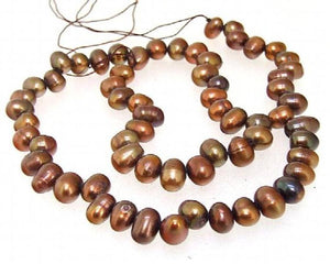 6x9mm Brown Freshwater Pearl Loose Beads 14in DIY Jewelry Necklace