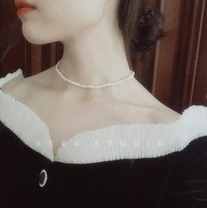 Baroque Irregularity 6-7mm Pearl Necklace 925 Sterling Silver Clasp