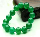 Natural Agate Green Beads Bangle Stretchy Bracelet 6-14mm