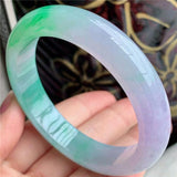 Natural Myanmar Jadeite 54-64mm Green Purple Bracelet Princess Jewelry