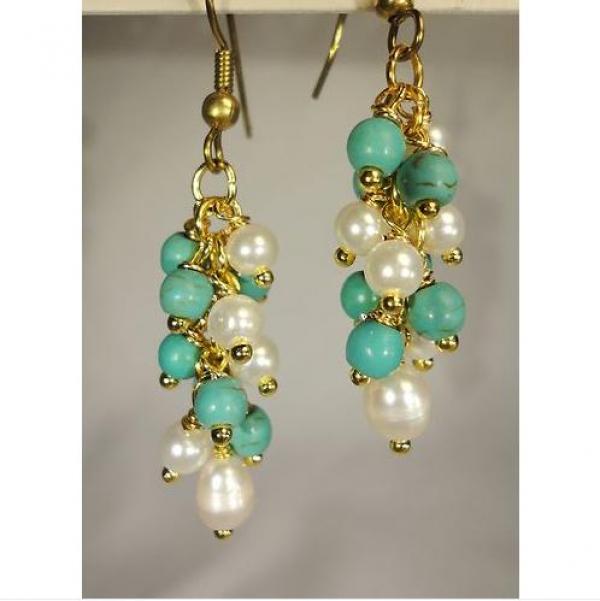 Turquoise Grape Drop Earrings S925 Silver Fine Jewelry Lady Gift