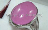 Silver Plate Pink Jade Ring Size 7 8 9