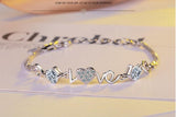 925 Silver Crystal Heart Charm Bracelet For Women Gift