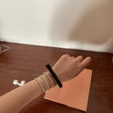 Leather Bow Drill Elastic Neck Circle Necklace