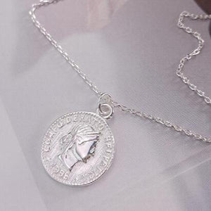 925 Silver Round Coins Pendant Necklace for Women