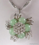 Green Jade Crystal Flower Pendant Necklace