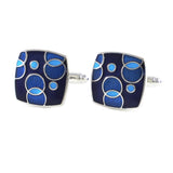 Navy Bubbles Square Cufflinks