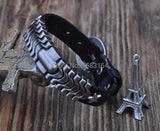 Leather Bracelet Wristband with Studs Cuff for Men