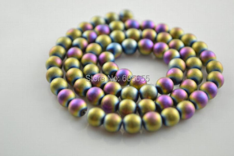 6mm Purple Hematite Round Spacer Beads