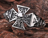 Stainless Steel Evil Skull Death's Head Cross Men Bangle Bracelet