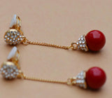 Bridal Tassel Pearl Earrings Rhinestone Ear Clips Wedding Accessories