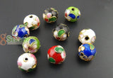 30 Mixed Color Cloisonne Ball Spacer Beads 10mm Dia.