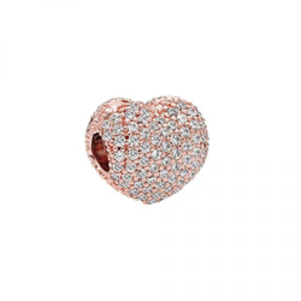 925 Silver High Logo Colorful Heart Pave Holder Clip for Bracelet Gift
