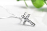 CZ Silver Pendant Necklace 925 Sterling Silver Choker Statement Necklace