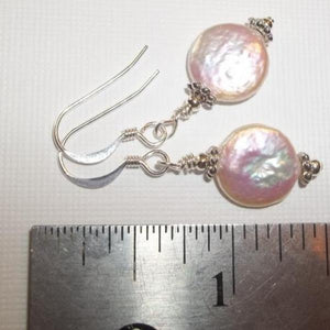 Coin Freshwater Pearl S925 Sterling Silver Dangle Earrings