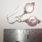 Coin Freshwater Pearl S925 Sterling Silver Dangle Earrings