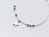 925 Sterling Silver Star & Round Beads Anklet Bracelet
