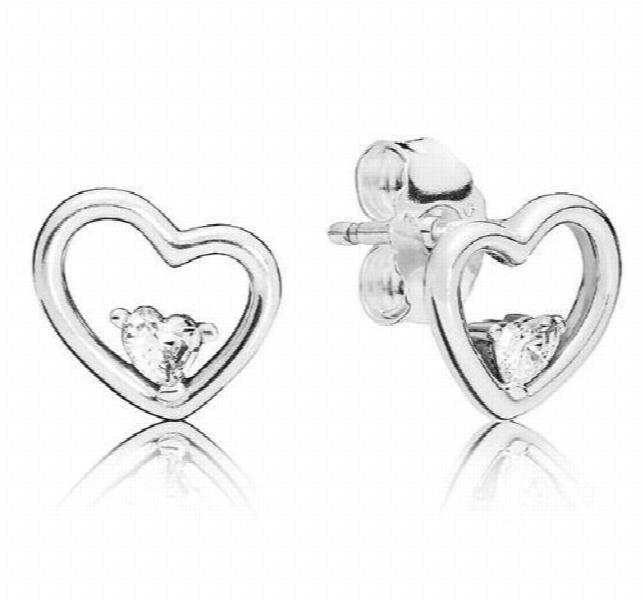 925 Silver Heart Stud Earrings For Women Wedding Party