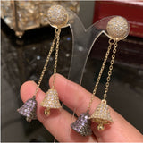 Purple Bell Earrings Front-Rear Dual-Use S925 Silver Tassel Earrings