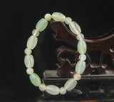 Natural Jade Hand and Green Beads Bangle Bracelet