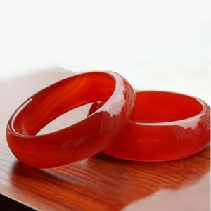 Zheru Natural Agate Chalcedony Red Bangle 54-64mm Princess Jewelry