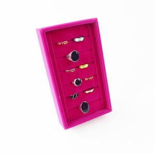 Hot Pink Jewelry Trays Ring Display Stand Box 7 Slot Velvet Bracelet Showcase