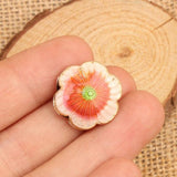 5pcs Cloisonne Silver Petal-shaped Loose Beads Enamel Filigree