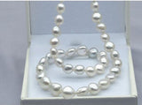 Baroque 10-11mm Freshwater Pearl Necklace 18in Silver