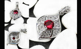 Red Cubic Zirconia Rhodium Plated Wedding Pendant for Women