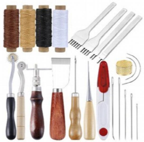 23Pcs Leather Sewing Tools Set DIY Hand Stitching Punch Carving Work
