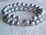 Freshwater Pearl Bracelet, Flower Clasp, Wedding Bridesmaids