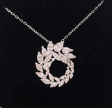Crystal Spiral Leaf Necklace Zirconia Clavicle Chain Evening Gift