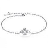 925 Silver Lucky Clover Zircon Charm Bracelet for Women